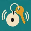 A tracker tag on a key ring sending signals
