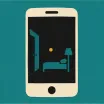 A phone showing a dark room with one glowing dot